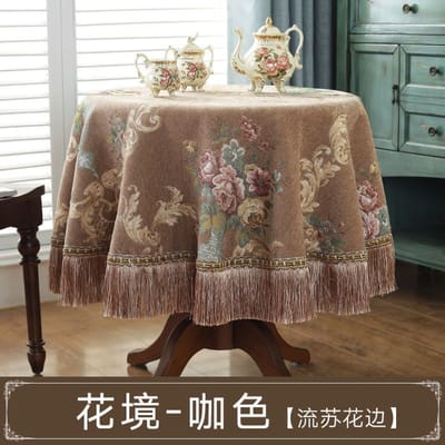 Chenille Stof Tafelkleed Europese Stof Jacquard Ronde Tafelkleden Retro Jacquard Verdikt Vierkant Kwastje Eettafelkleed 90x90cm