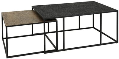 Fraaai - Lazio salontafel set van 2 rechthoek iron metallic - grijs