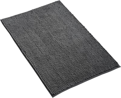 Badmat Anti-Slip av soft Chenille | Super absorberend en machinewasbaar | Te combineren als set | Voor de badkamer douche bad of als WC mat | Donker Grijs - 40x60 cm