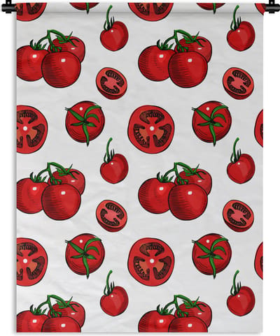 Wandkleed - Wanddoek - Rood - Patronen - Tomaten - 150x200 cm - Wandtapijt