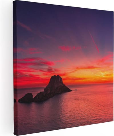 Artaza Canvas Schilderij Zeezicht - 30x30 cm - Klein - Wanddecoratie Zonsondergang - Muurdecoratie Woonkamer - Kamer Accessoires