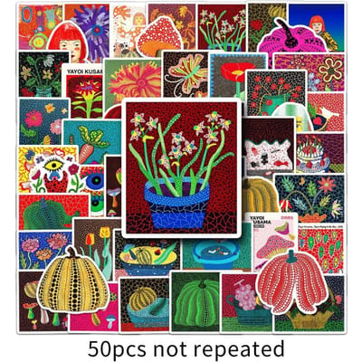 10/50 stuks Yayoi Kusama Pompoen Canvas Kunst Posters Stickers Schilderen Muursticker Afbeeldingen Surrealisme Muur Esthetiek Decor Decals blue