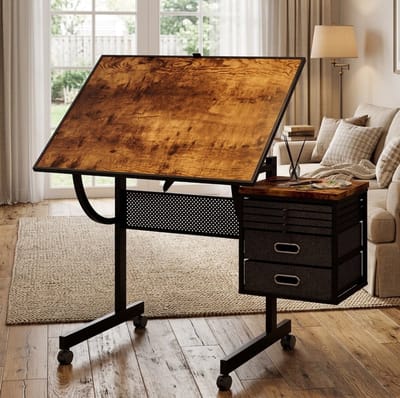 Puzzeltafel - Kantelbaar Met 4 Sorteertrays En 2 Laden - Voor Puzzelen Tekenen En Schrijven - MDF Metaal - 89x64x78,5 Cm - Zwart