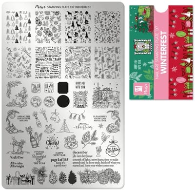 Moyra Stamping Plate 137 WINTERFEST + Gratis Try-on Sheet