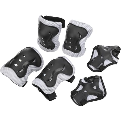 6 Pièces Équipement de Protection de Sécurité pour Skateboard d'Enfants Genouillères Protège-Poignets Genouillère de Cyclisme Noir noir
