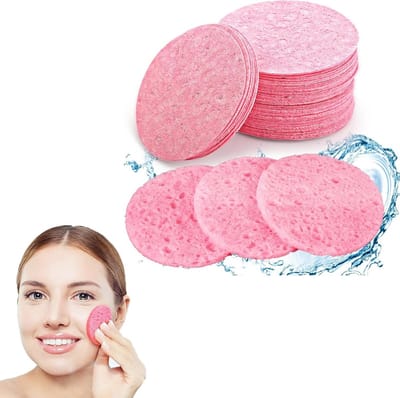 Set van 30 Herbruikbare Gezichtsponsen voor Make-up en Reiniging - Wasbare Ronde Sponsen voor Gezichtsverzorging