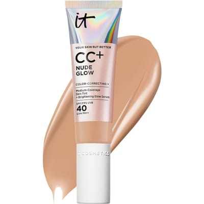 IT Cosmetics Your Skin But Better CC+ Nude Glow SPF40 Foundation - Lichte Textuur - Glow Serum met 2% Niacinamide, Hyaluronzuur, Groene thee-extract en SPF 40 - Tan - 32ml