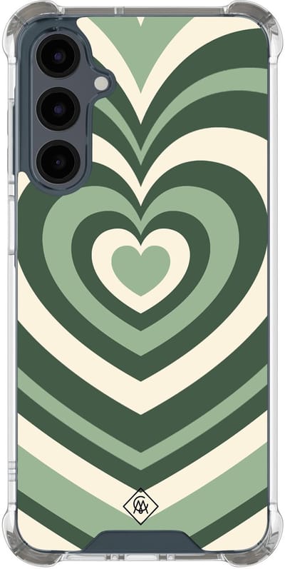 Casimoda® hoesje - Geschikt voor Samsung Galaxy A16 - Groen Hart Swirl - Shockproof case - Extra sterk - TPU/polycarbonaat - Groen, Transparant