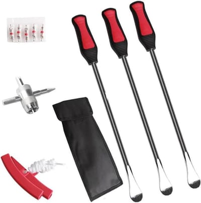 Bandenlepels Set - Velg Beschermers - Banden Wisselen - Gehard Roestvrij Staal - 37.5 cm - Zwart Rood