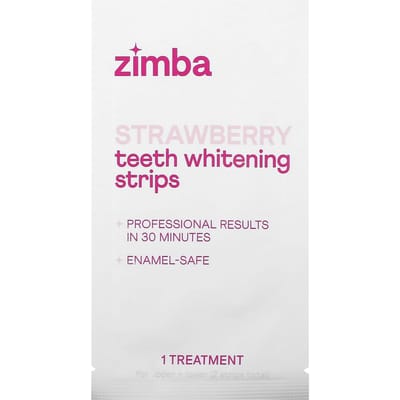 Zimba, teeth whitening strips, strawberry flavor, 14 treatments