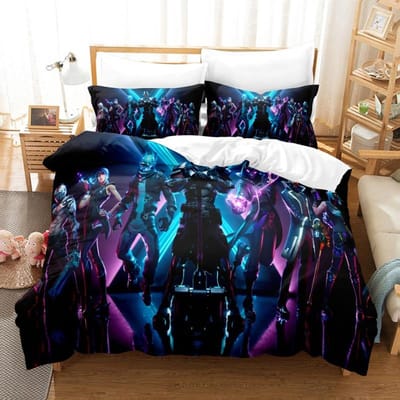 Fortnite Beddengoed Pak Dekbedovertrek 3D Geprint Slaapkamer Bedhoes Beddengoed 2/3 stuks Anime Cartoon Kamerdecoratie Kinderen Kerstcadeau AU Single(140*210cm)3pcs