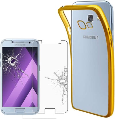 ebestStar - Hoes geschikt voor Samsung A3 2017 Galaxy SM-A320F, Back Cover, Beschermhoes anti-luchtbellen hoesje, Transparant, Geel + Gehard Glas