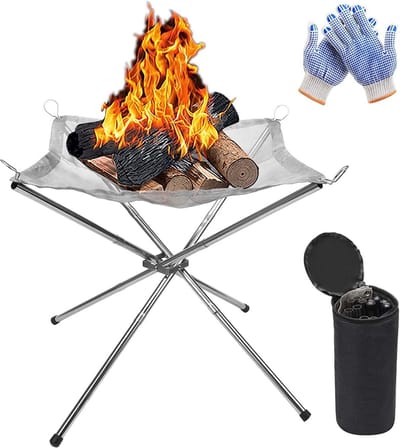 Draagbare vuurplaats voor buiten - vuurschaal - camping - 42 cm - roestvrijstaal