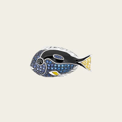 Zilveren Tropische vis Dory hanger met zirkonia's
