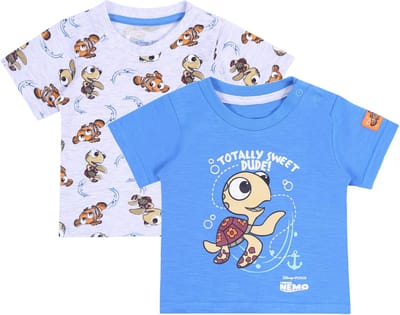 2x Blauw/grijs T-shirt, Nemo DISNEY T-shirt