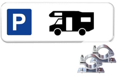 Parkeerbord Campers - Weerbestendig Aluminium - 40x15 cm - Bevestiging: Met paalbeugels Ø48mm