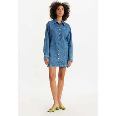 Levi's Shay Dress Shirt Blue Size: S | Shirt Dresses Outlet | Dames | Blauw