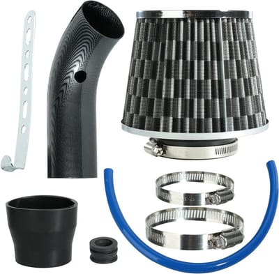 Koude luchtinlaatfilterkit 76 mm, hoogwaardig luchtinlaatsysteem met wasbaar filter voor betere prestaties en brandstofbesparing, directe vervanging luchtfilter (Zwart)