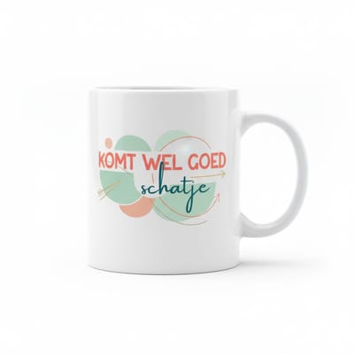 Komt Wel Goed Schatje – Inspirerende & Troostende Koffiemok 330 ml | Lief Cadeau voor Elke Dag