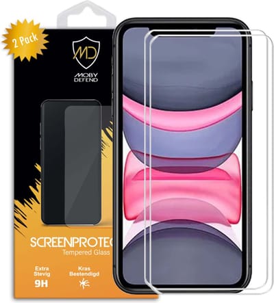 2-Pack MobyDefend Screenprotectors - Geschikt voor Apple iPhone 11 / iPhone XR - Case-Friendly Screensavers - Gehard Glas