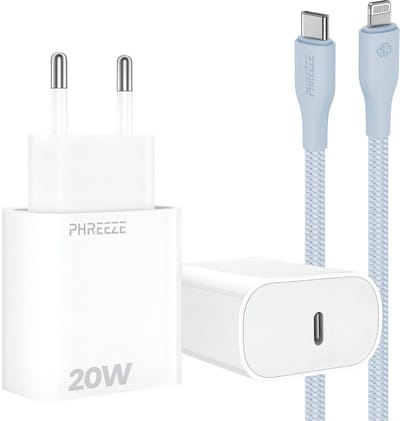 20w snellader met kabel geschikt voor iPhone en iPad met Lightning poort - Usb C adapter set