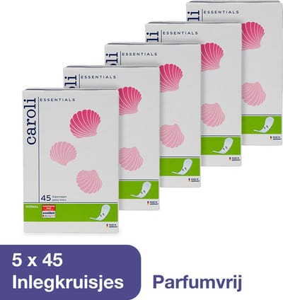 Caroli Inlegkruisjes - Ultra Dun - Parfumvrij - 225 Inlegkruisjes - 100% bescherming - Snelle Absorptie - Soft & Dry Toplaag - Dermatologisch Getest - 7 cm x 15 cm - Nordic Swan Ecolabel