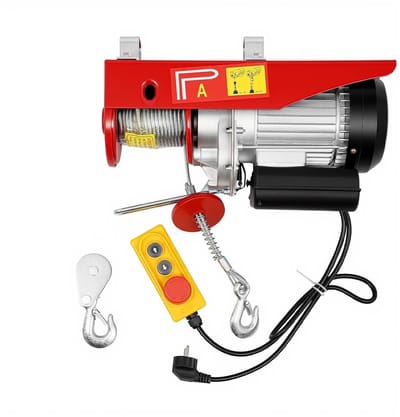 Elektrische takel - Hijskabel lier - Zware lasten verplaatsen - Dubbel touw capaciteit - 800 kg - Rood