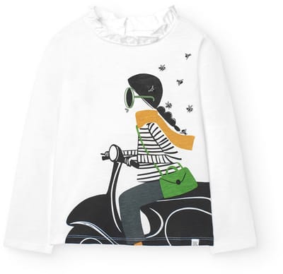 Boboli Knit Flame T-shirt Met Lange Mouwen Wit 4 Years Meisjes