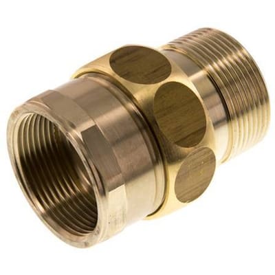 Rp 1 1/2'' x R 1 1/2'' F/M Messing Borstnippel 3-delig met Vlakke afdichting 16 Bar - FL2S-FM-BC-112R-T