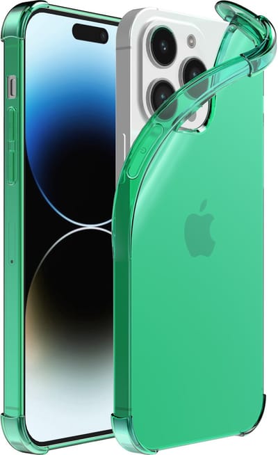 Smartphonica Telefoonhoesje Geschikt voor iPhone 14 Pro Max Transparant Schokbestendig Siliconen Hoesje met Stootrand - Shockproof Back Cover Case - Groen geschikt voor iPhone 14 Pro Max
