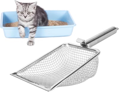 MK Stoer - Duurzame Kattenpoepschep - Metalen Kattenbakschep - Snel Zeven - Kattenbakvulling - Diepe Schop - Kattenbakschep - Metalen Krot - Geschikt voor Alle Soorten Kattenbakvulling.