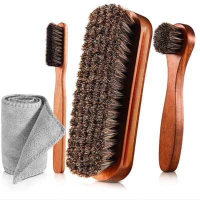 carmdering - Schoenborstel Set 4 Stuks | Suede Borstel voor Schoonmaken & Onderhoud | Complete Schoenenpoetsborstel Set | Reinigingsborstel voor Suede & Leder – Zwart