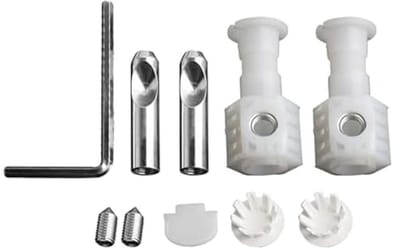 Bevestigingsset Toilet - Toiletbevestiging Schroeven - Hangend Toilet Monteren - Automatische Voorvergrendeling - 13 x 9 x 4 cm - Grijs