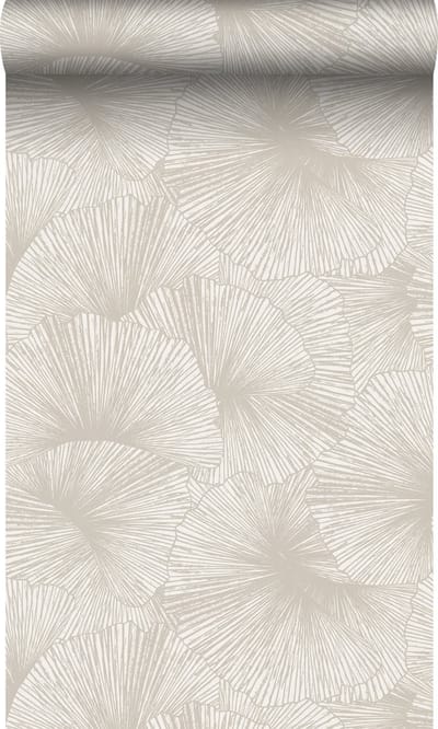 Origin Wallcoverings behang 3D-motief bladeren warm grijs - 53 cm x 10.05 m - 348005