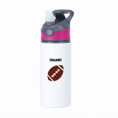 Hacebo® - Rugbybal met eigen naam waterfles met rietje roze - Rugby - mensen die houden van rugby - gepersonaliseerde - sport - rugby liefhebbers - verjaardagscadeau - kado - gift - geschenk - verrassing - water fles - 650ML