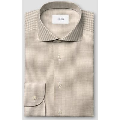 Eton Overhemd Signature Flanel Micro Check Beige / male