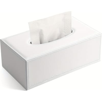Boîte à mouchoirs en cuir blanc, 1 pièce – Porte-serviettes élégant pour chambre, salon, voiture – Usage quotidien sur le bureau – Décoration d'intérieur et de Noël white