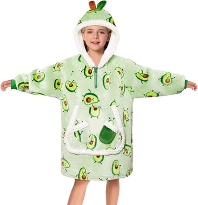 Warme Deken met Mouwen en Capuchon voor Kinderen, Sherpa Fleece met Zakken