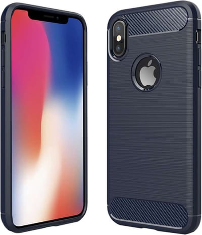 ebestStar - Hoes geschikt voor iPhone X, iPhone XS Apple, TPU Bescherming Cover, Koolstof Design Hoesje, Donkerblauw