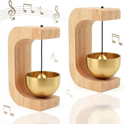 Magnetische Houten Deurbellen - 2 Stuks Windgong met Messing Klokken, Ideaal voor Thuis, Kantoor en Winkels, Zachte Resonante Alarmgeluiden voor Openende Deuren