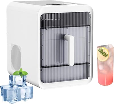 Draagbare Ijsmachine - Zelfreinigend Apparaat - Dranken Koelen - Snelle Ijsproductie - 12 Ijsblokjes/10 Min - Zilver