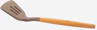 Point-Virgule silicone spatel met gaten met bamboe handvat taupe 32cm