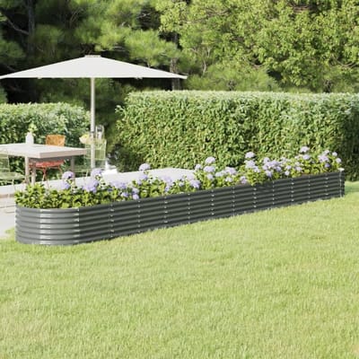 vidaXL - Plantenbak - 512x80x36 - cm - gegalvaniseerd - staal - grijs