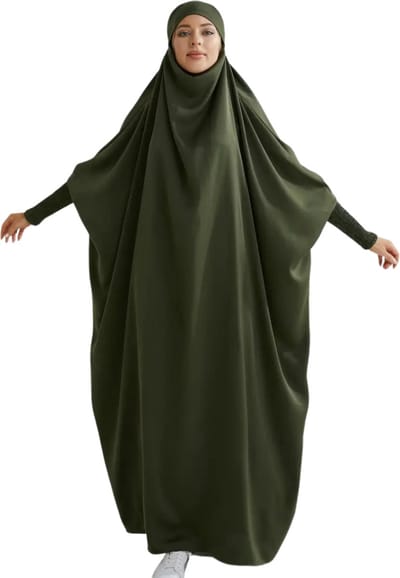 Nivard Islamitische Kleding - Djellaba Dames - Moslim Kleding - Arabisch Dames Kaftan - Alhamdulillah - Legergroen