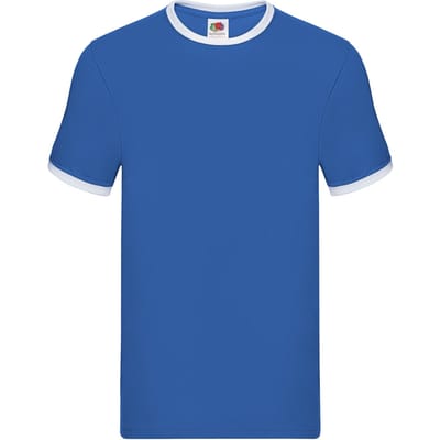 Fruit of the Loom Heren Ringer T-Shirt (Koningsblauw/Wit)