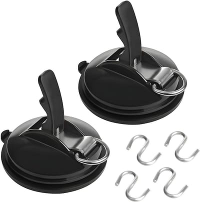 2 Stuks Zuignap Haken voor Auto, Multifunctionele Haken voor Kamperen en Tenten, Sterke Zuignappen met 4 S Haken, Ideaal voor Auto-accessoires en Outdoor Gebruik