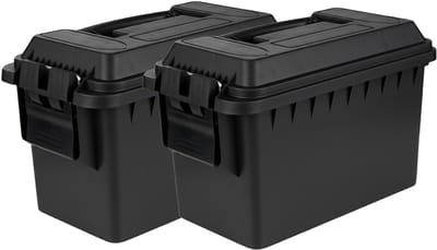 Fosco industries outdoor/tuin opberg box - 2x - waterdicht - zwart - 14 liter- 36 x 19 x 22 cm - kunststof