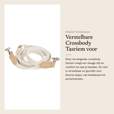 Dailygoods- Tasriem Verstelbare Lengte 75-122 cm - Tassenriem - Tasriemen Schouderband - Crossbody-handtasstrip - Leer/Webbing - Geschikt voor Handtassen - Crossbodyriem