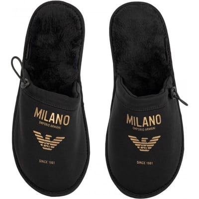Emporio Armani Heren Designer Milano Gouden Slippers - Maat: S black