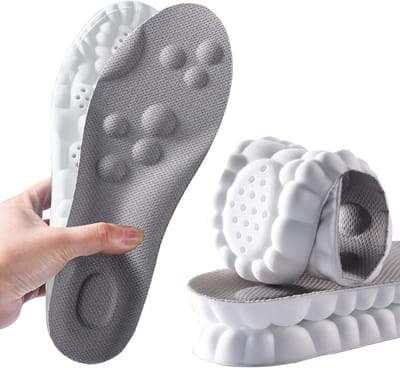 Traagschuim inlegzolen met voetboogondersteuning voor dames en heren, comfortabele massage inlegzolen vervangende schoeninzetstukken voor sneakers, sportschoenen, werklaarzen(41.5/42EU, Grijs)
